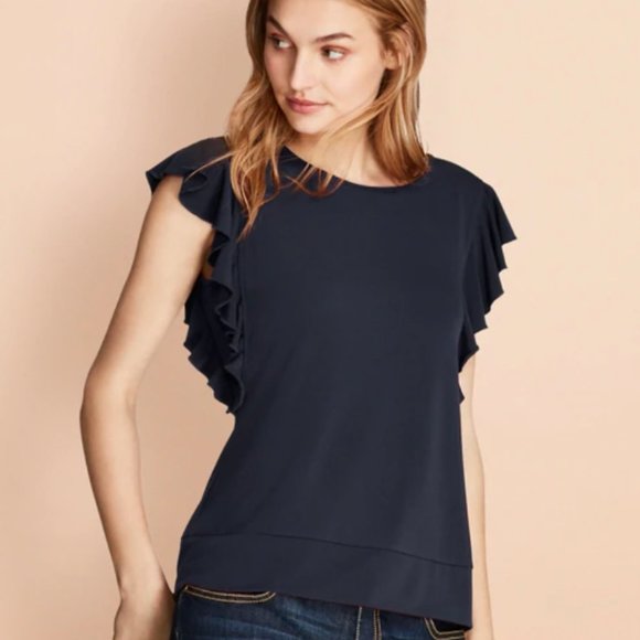 Brooks Brothers Red Fleece Flutter Sleeve Top - Picture 3 of 4